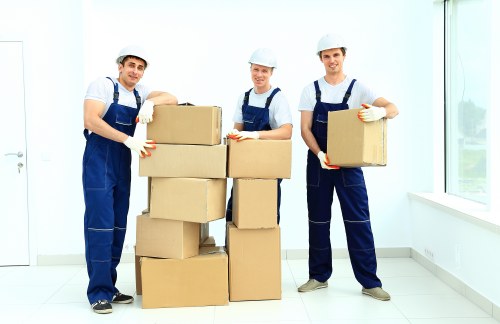 Packed boxes ready for flat removals in Colyers