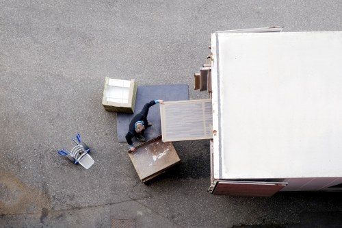 Packed moving boxes and storage items in a clear pricing context